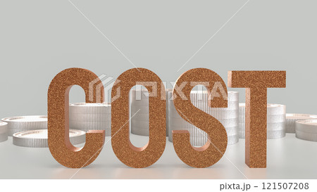The Gold cost text and  coins for business concept 3d rendering. 121507208