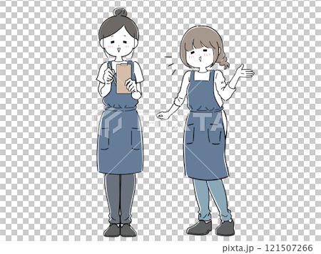 Smiling restaurant staff set (blue) 121507266