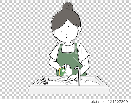 餐廳工作人員正在努力洗碗（Midori） 121507269