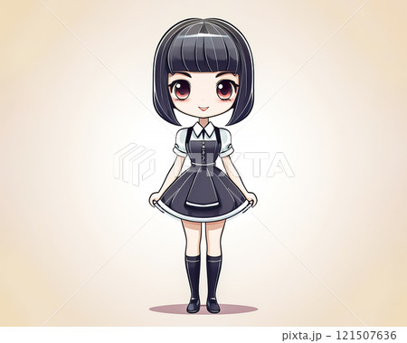 ちびキャラ　メイドの少女のイメージ素材 121507636