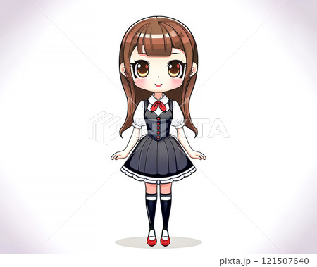 ちびキャラ　メイドの少女のイメージ素材 121507640