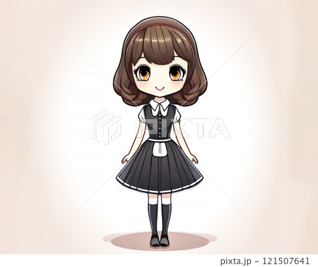 ちびキャラ　メイドの少女のイメージ素材 121507641