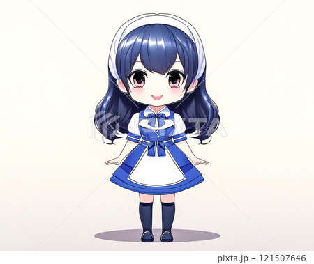 ちびキャラ　メイドの少女のイメージ素材 121507646