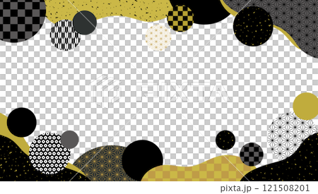 日本圖案圓圈和波浪日式橫幅背景/ 121508201