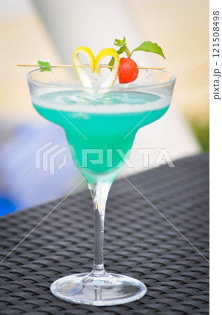 blue margarita or blue hawaii or cocktail blue margarita or blue hawaii or cocktail 121508498