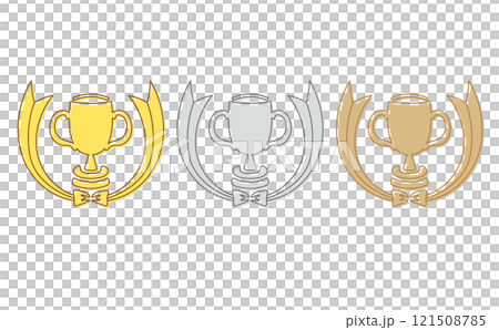 Simple trophy and ribbon design, set of 3 colors 121508785