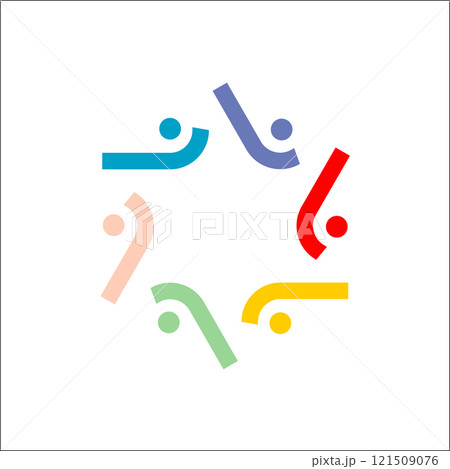 six people icon. people friends logo concept vector icon. this icon also represents friendship, partnership cooperation unity, 121509076
