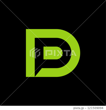 initials DP negative space minimal logo design template 121509094