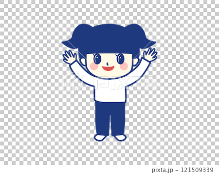 万歳をして喜ぶ女の子 121509339