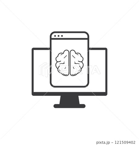 Computer screen with brain icon 121509402