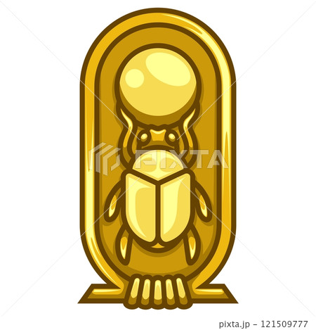 Egyptian hieroglyph scarab with sun disk 121509777