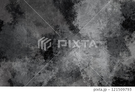 黒背景に煙が漂う汚れた壁のテクスチャ背景	 121509793