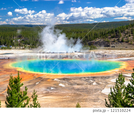 イエローストーン国立公園のグランドプリズマティックスプリング イエローストーン国立公園のグランドプリズマティックスプリング 121510224