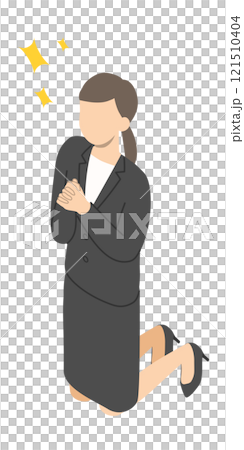 Praying office worker woman - isometric 121510404