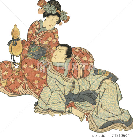 浮世絵 イラスト 女性 男性のイラスト素材 [121510604] - PIXTA