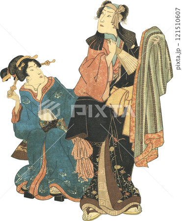 浮世絵　イラスト　女性　男性 121510607