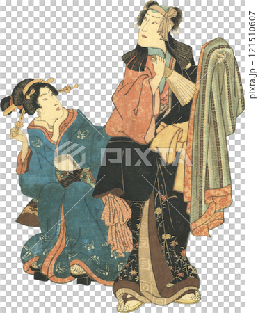 浮世絵　イラスト　女性　男性 121510607