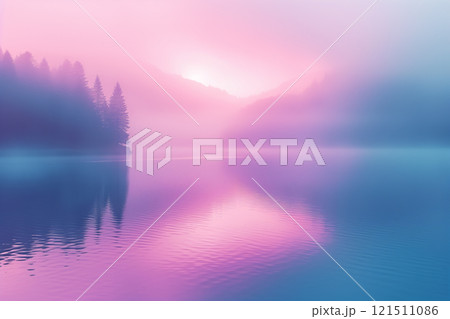 幻想的な湖の背景 AI生成素材 幻想的な湖の背景 AI生成素材 121511086