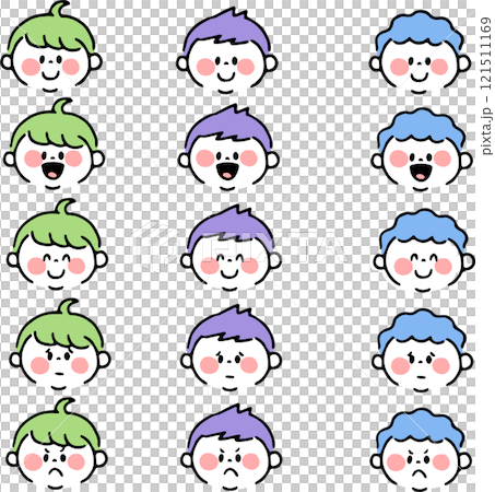 Set of boy's faces with various expressions Set of boy's faces with various expressions 121511169