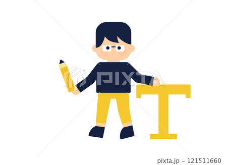 文字を書くライターのキャラクター | イラスト素材 ベクター人物 121511660