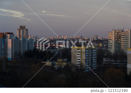 View of the city of Minsk from above. December in Minsk. The Cold City 121512390