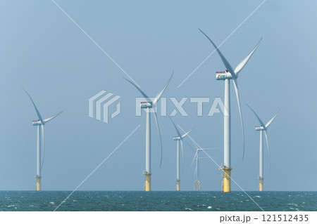 View of the Offshore wind power systems off the western coast of Taiwan. 121512435