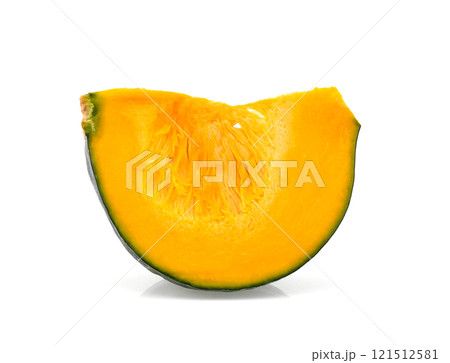 Slice of pumpkin isolated on white background. 121512581