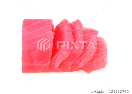 Raw tuna fish isolated on white background. 121512760