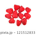 Top view of raspberry isolated on white background 121512833