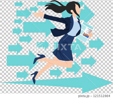 未来に向かって一直線の女性実業家のイラスト 121512864