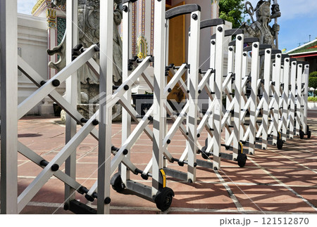 Movable Fence at the Front Gate of Wat Pho Temple Bangkok, Thailand. 121512870