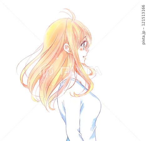 柔らかい雰囲気の女性　横側　髪がなびく　風 121513166