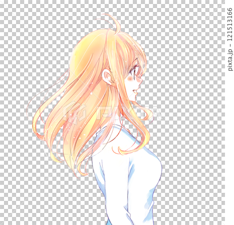 柔らかい雰囲気の女性　横側　髪がなびく　風 121513166