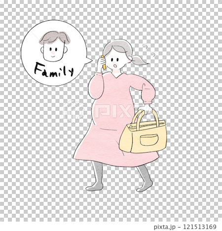 家族に電話する女性 121513169