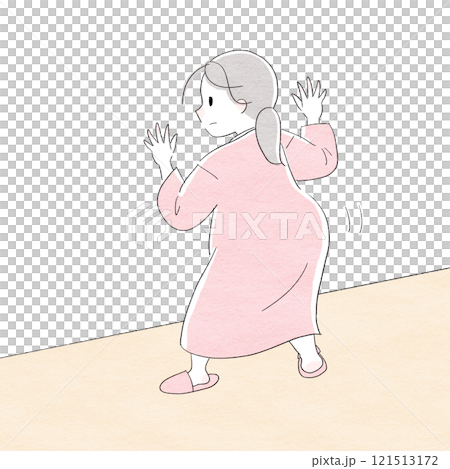 スクワットをして分娩を促す女性 スクワットをして分娩を促す女性 121513172