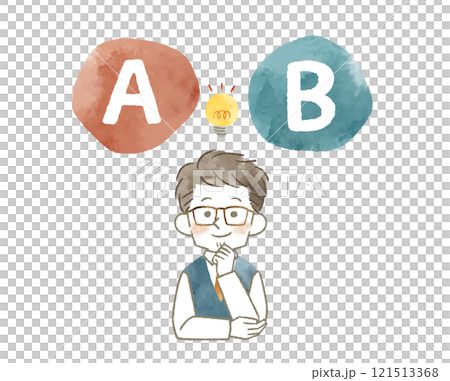 Man making a comparison - watercolor 121513368