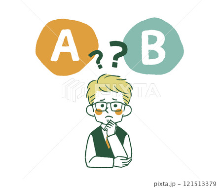 比較をしている男性-4色 比較をしている男性-4色 121513379