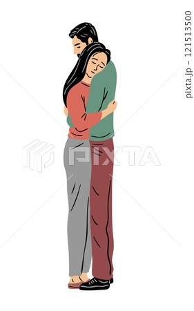Young couple hugging on white background Young couple hugging on white background 121513500