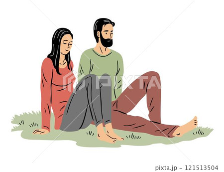 A young couple is relaxing in nature A young couple is relaxing in nature 121513504