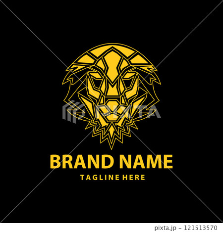 abstract logo design luxury geometric lion head technology 121513570