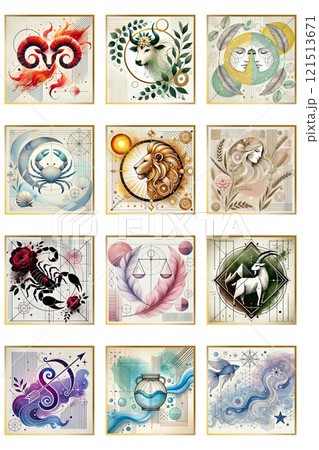 12星座の正方形アイコン 12星座の正方形アイコン 121513671