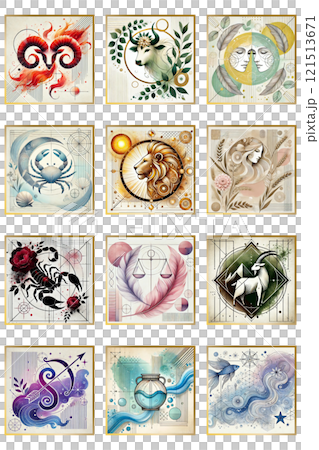 12星座の正方形アイコン 12星座の正方形アイコン 121513671