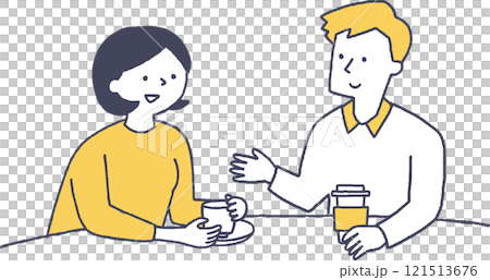 單色情情侶在咖啡館聊天 單色情情侶在咖啡館聊天 121513676