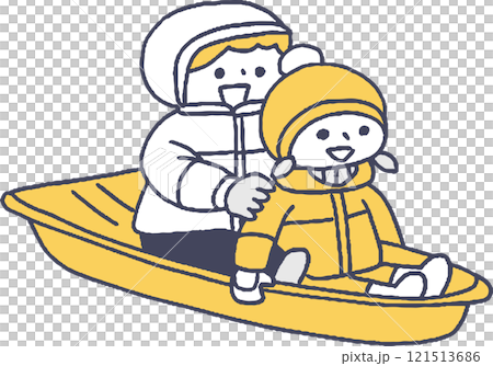 孩子們玩雪橇單色 孩子們玩雪橇單色 121513686