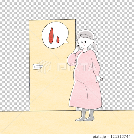 おしるしがきた女性(背景あり) おしるしがきた女性(背景あり) 121513744