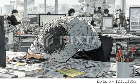 仕事で行き詰まって頭を抱えている男性
