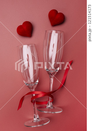 valentine's day champagne glasses and red hearts valentine's day champagne glasses and red hearts 121514173