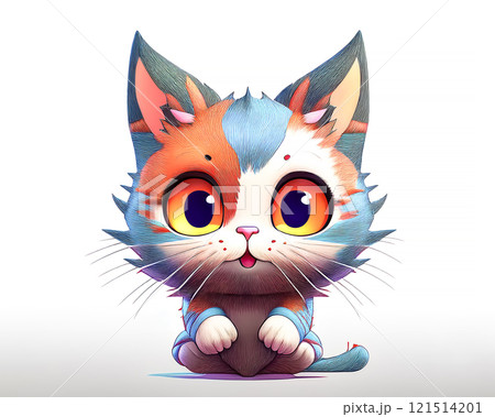 座ってこちらを見つめる猫のイラスト素材 121514201
