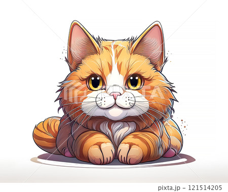 座ってこちらを見つめる猫のイラスト素材 座ってこちらを見つめる猫のイラスト素材 121514205