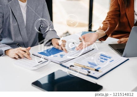 Copyright or patent concept, Business team analyzing data and using smart phone and tablet with virtual screen copyright icon Copyright or patent concept, Business team analyzing data and using smart phone and tablet with virtual screen copyright icon 121514812